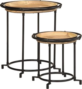 vidaXL σετ τραπεζιών 2 τεμαχίων από μασίφ ξύλο Mango