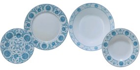 Σερβίτσιο Πιάτα Φαγητού (Σετ 24Τμχ) 710KTP3513 Blue-White Hermia 24 τμχ Πορσελάνη