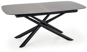 Τραπέζι Houston 890, Σκούρο γκρι, Μαύρο, 77x95x180cm, 86 kg, Επιμήκυνση, Επεξεργασμένο γυαλί, Μέταλλο | Epipla1.gr