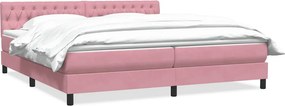 vidaXL Κρεβάτι Boxspring με Στρώμα Ροζ 180x210 εκ. Βελούδινο