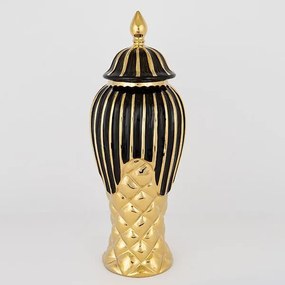 ΒΑΖΟ ΚΕΡΑΜΙΚΟ ΜΑΥΡΟ - ΧΡΥΣΟ 17x41cm