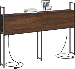 vidaXL Κεφαλάρι Αποθήκης με Σταθμό Φόρτισης με ράφι Καφέ δρυς 98 cm