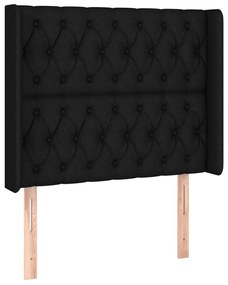 Κρεβάτι Boxspring με Στρώμα &amp; LED Μαύρο 90x190 εκ. Υφασμάτινο - Μαύρο
