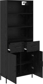 vidaXL Highboard Μαύρη δρυς 69,5 x 34 x 180 εκ. Επεξεργασμένο ξύλο