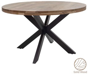 Τραπέζι Bowie ξύλο ακακίας φυσικό-πόδι μαύρο 130x130x78εκ Υλικό: PINE WOOD - METAL 223-000023