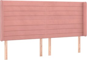 vidaXL Κρεβάτι Boxspring με Στρώμα &amp; LED Ροζ 180x200 εκ. Βελούδινο