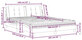 Κρεβάτι με Στρώμα Μαύρο 160x200εκ.από Συνθετικό Δέρμα - Μαύρο