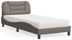 Κρεβάτι με Στρώμα Taupe 80x200 εκ. Υφασμάτινο - Μπεζ-Γκρι