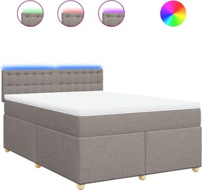 vidaXL Κρεβάτι Boxspring με Στρώμα Taupe 140x190 εκ. Υφασμάτινο