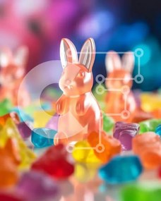 Intra Συλλεκτικό Ξύλινο Παζλ Plywood 4mm - Πολύχρωμο Gummy Bears και σκηνή καραμέλας για το Πάσχα Σε Ξύλινο Κουτί - Διαστάσεις: 10x10 cm – 25 κομμάτια