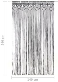 vidaXL Κουρτίνα Μακραμέ Ανθρακί 140 x 240 εκ. Βαμβακερή