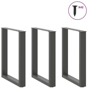 vidaXL Πόδια Τραπεζαρίας σε Σχήμα U 3 τεμ. Ανθρακί 70x(72-73) εκ. Ατσάλι