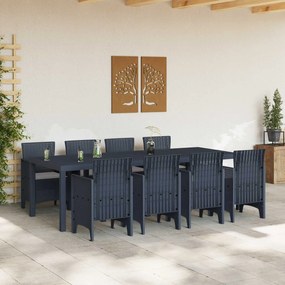 vidaXL Σέτ φαγητού για κήπο 9 pcs Ανθρακί Πολυπροπυλένιο