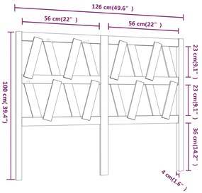 vidaXL Κεφαλάρι κρεβατιού Καφέ 126x4x100 εκ. από Μασίφ Ξύλο Πεύκου