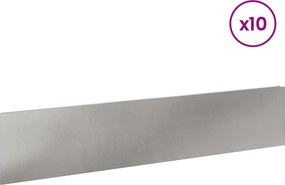 vidaXL Περίγραμμα γκαζόν 10 τμχ. 100 x 22 εκ Stainless Steel Ασημί
