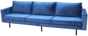 Τετραθέσιος καναπές BENZ, μπλέ βελούδο 280x88x62cm-LET1215