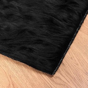 vidaXL Χαλί από τεχνητό πρόβειο δέρμα TAFALLA Μαύρο 240 x 240 cm