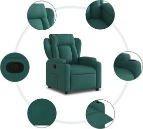 vidaXL Πολυθρόνα Ανακλινόμενη Σκούρο Πράσινο Υφασμάτινη