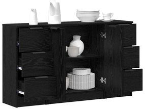 vidaXL Πλαϊνό γραφείο με συρτάρι 3 pcs Μαύρη δρυς 121 x 30 x 70 εκ.