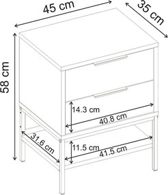 Κομοδίνο Mars Megapap χρώμα καρυδί Ud 45x35x58εκ.