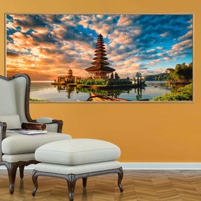Πίνακας σε Plexiglass με Θέμα &#8220;Pura Ulun Danu Bratan&#8221; σε ξύλινη Κορνίζα - 80cmx50cm