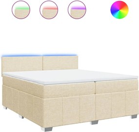 vidaXL Κρεβάτι Boxspring με Στρώμα Κρεμ 200x200 εκ. Υφασμάτινο