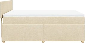 vidaXL Κρεβάτι Boxspring με Στρώμα Κρεμ 140x200 εκ. Υφασμάτινο