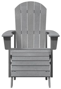 vidaXL Καρέκλα Adirondack με Ποδόστρωμα Ανοιχτό Γκρι HDPE