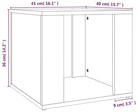 Κομοδίνο Γκρι Σκυρ. 41x40x36 εκ. από Επεξεργασμένο Ξύλο - Γκρι