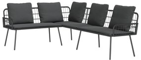 vidaXL Γωνιακός Καναπές Μαύρος 231x173x78 εκ. Πολυ Ρατάν