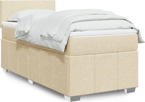 vidaXL Κρεβάτι Boxspring με Στρώμα Κρεμ 90x190 εκ.Υφασμάτινο