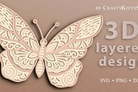 Σετ των 2 Intra απο ξύλο plywood 3mm-4mm πάχος Πρότυπο τρισδιάστατης πεταλούδας Δίασταση 30x20 cm INTRAFABR-14620787