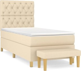 vidaXL Κρεβάτι Boxspring με Στρώμα Κρεμ 80 x 200 εκ. Υφασμάτινο