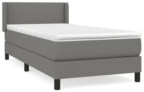 vidaXL Κρεβάτι Boxspring με Στρώμα Σκούρο Γκρι 80x200 εκ. Υφασμάτινο