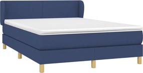 vidaXL Κρεβάτι Boxspring με Στρώμα Μπλε 140x190 εκ. Υφασμάτινο