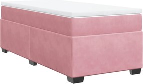 vidaXL Κρεβάτι Boxspring με Στρώμα Ροζ 90x200 εκ. Βελούδινο