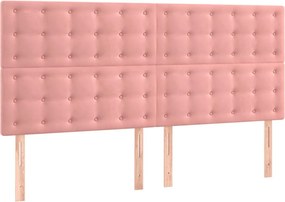 vidaXL Κρεβάτι Boxspring με Στρώμα Ροζ 160x200 εκ. Βελούδινο