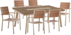 ΣΕΤ ΤΡΑΠΕΖΑΡΙΑΣ TABER HM10738.04 ΤΡΑΠΕΖΙ & 6 ΠΟΛΥΘΡΟΝΕΣ-ΑΛΟΥΜΙΝΙΟ & POLYWOOD-ΣΑΜΠΑΝΙ