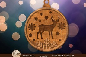 Σετ των 3 Intra απο ξύλο plywood 3mm-4mm πάχος Χριστουγεννιάτικο Ελάφι, Διακόσμηση παιχνιδιών Χριστουγεννιάτικου Δέντρου Δίασταση 4x4 cm INTRAFABR-84375182