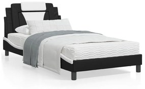 Πλαίσιο Κρεβατιού με LED Μαύρο/Λευκό 100x200εκ. Συνθετικό Δέρμα