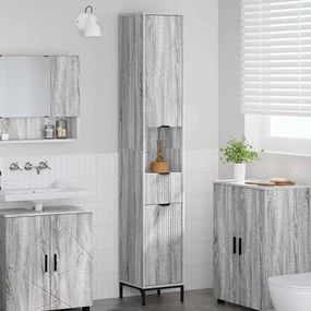 vidaXL Ντουλάπι Μπάνιου Γκρίζο Σονομα 31,5 x 33 x 190 εκ.