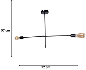 Φωτιστικό οροφής Nimo Megapap E27 μεταλλικό δίφωτο χρώμα μαύρο 92x12x57εκ.
