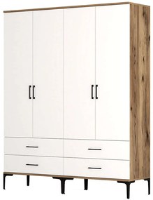 Ντουλάπα Τετράφυλλη Kumsal 845HCT5485 160x47,5x201,4cm Walnut-White Four Door