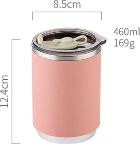 Ανοξείδωτη Κούπα Θερμός 460ml με Καλαμάκι - Ροζ