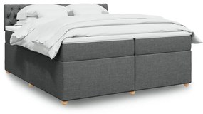 Κρεβάτι Boxspring με Στρώμα Σκούρο Γκρι 200x200 εκ. Υφασμάτινο