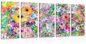5 μέρη εικόνα pestrocolor λουλούδια - 100x50