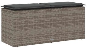 vidaXL Πάγκος κήπου με μαξιλάρι γκρι 110x40x44 cm Poly Rattan