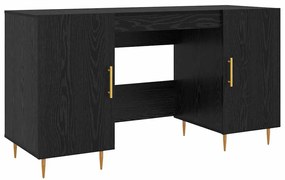 vidaXL Γραφείο με ράφι Μαύρη δρυς 140 x 50 x 75 εκ. Επεξεργασμένο ξύλο