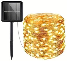 100 LED Ηλιακά Χριστουγεννιάτικα Φωτάκια από Αδιάβροχο Χάλκινο Σύρμα 10μ. BX-034 (Θερμό λευκό)