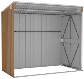 vidaXL Αποθήκη Κήπου Επιτοίχια Καφέ 118x194x178 εκ. από Γαλβ. Ατσάλι